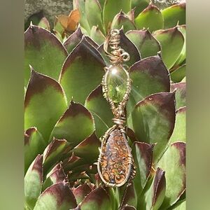 Bolder Opal and Sphene Good Wirewrap Pendant